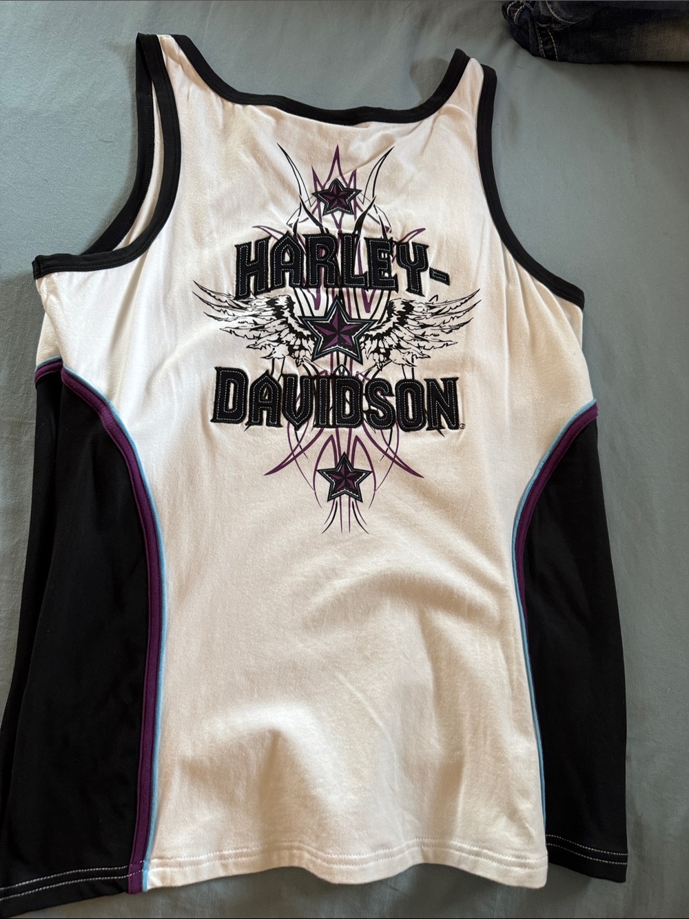 Harley-Davidson White Tank with Black Trim and Logo - Picture 4 of 5